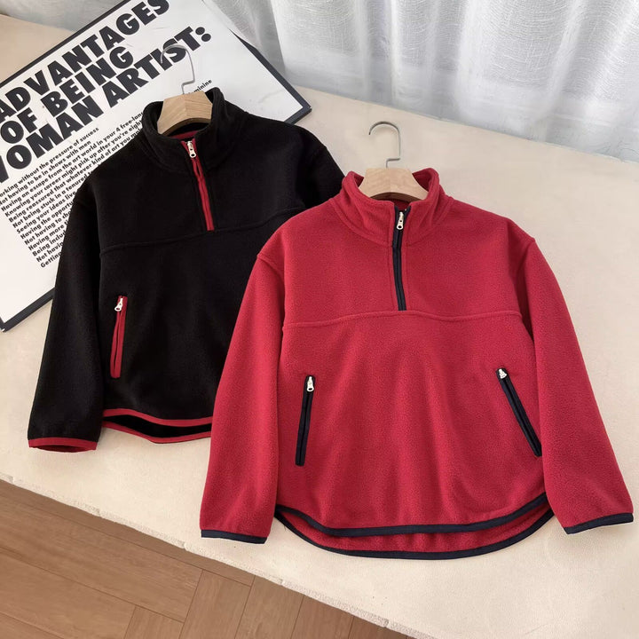 Pull en polaire pour femmes avec col montant et poches zippées pratiques Chic & Stil