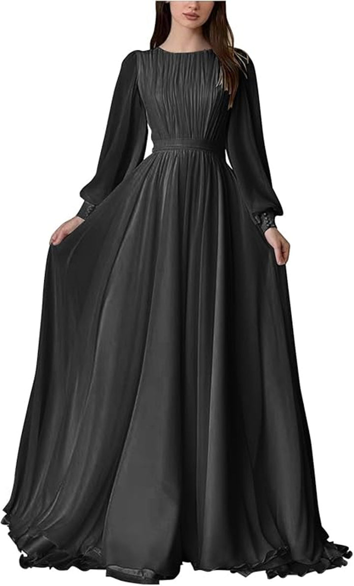 Women's Maxi Party Dress with Long Flowing Sleeves and Lace Accents Lune London