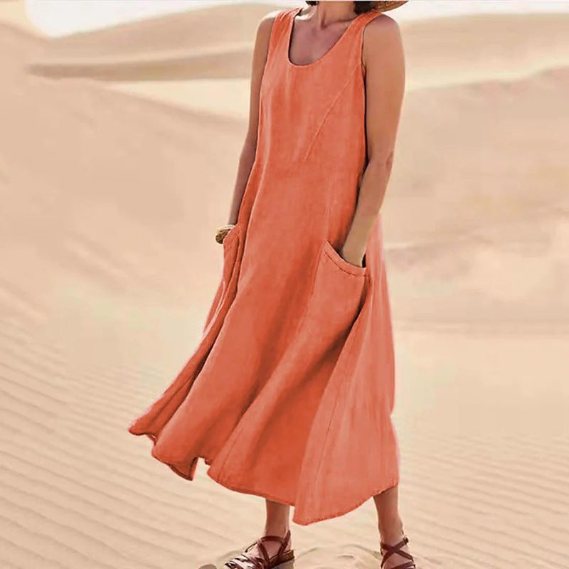 Robe maxi pour femmes avec des poches pratiques et une silhouette ample Chic & Stil