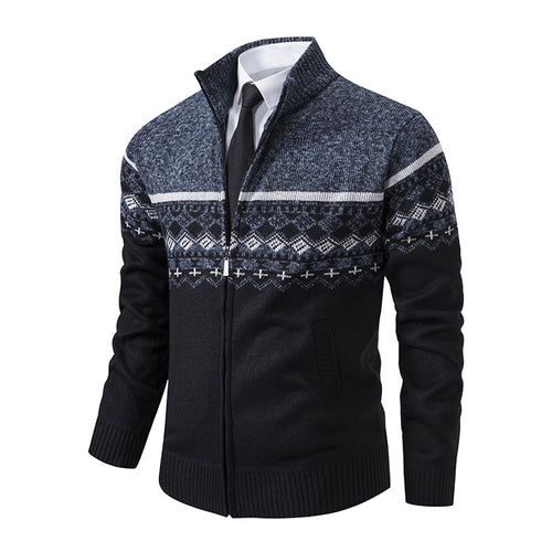 Knit jacket for men with modern pattern and high collar Lune London