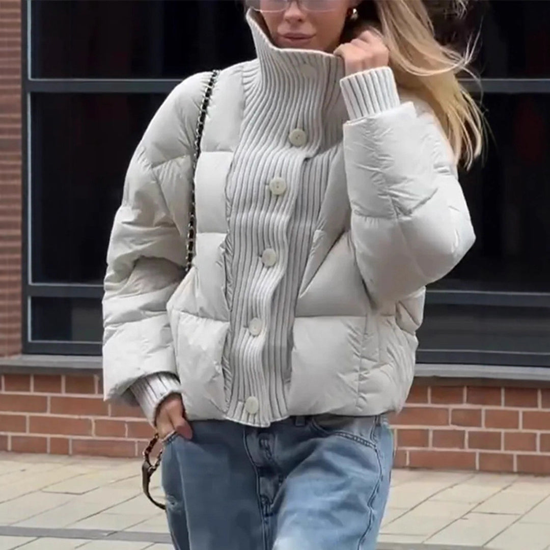 Quilted jacket for women with a voluminous collar and practical button details Lune London