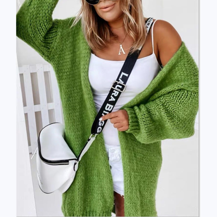 Ladies Thick Knit Oversized Cardigan with Open Front and Soft Sleeves Lune London