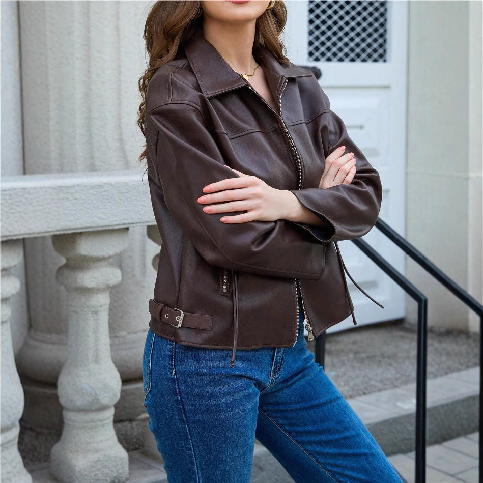 Trendy faux leather jacket for women with a relaxed fit Lune London