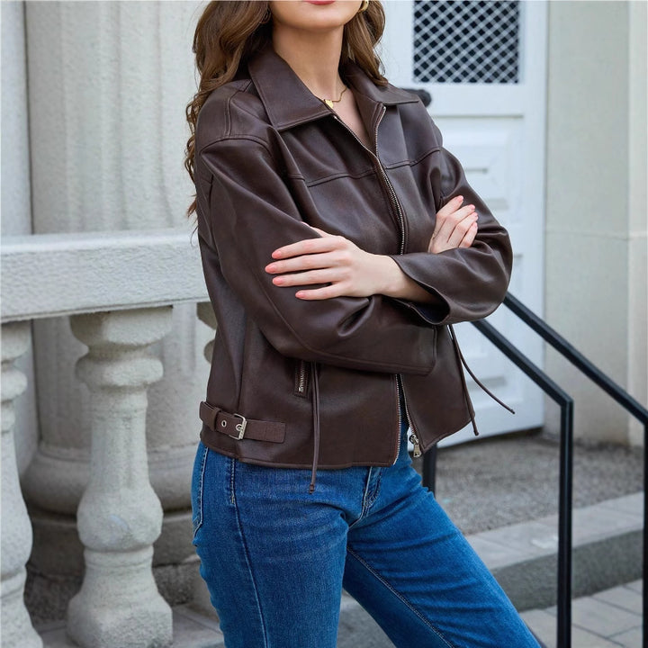 Trendy faux leather jacket for women with a relaxed fit Lune London