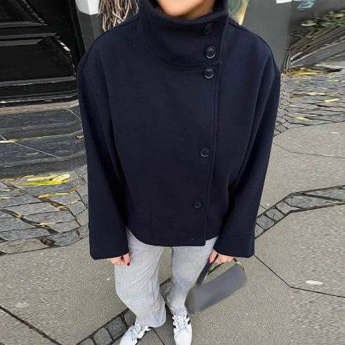 Modern and practical short jacket for women with high collar Lune London