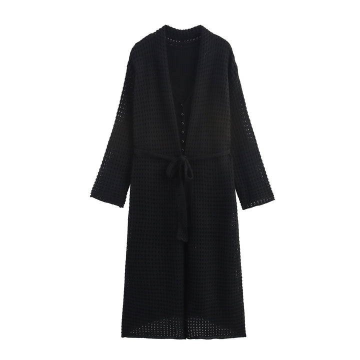 Women's knit cardigan with asymmetrical design and elegant belt at the waist Lune London