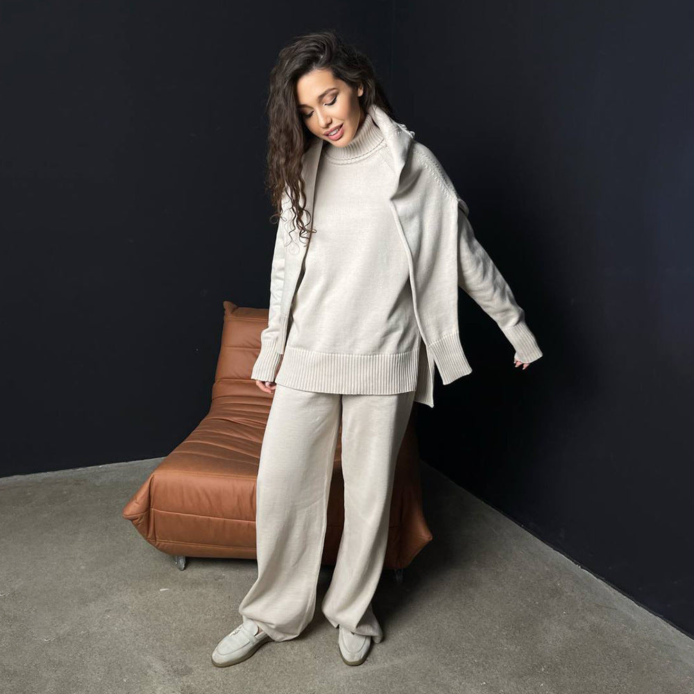 Lune London women's knit loungewear set with high neck and loose fit