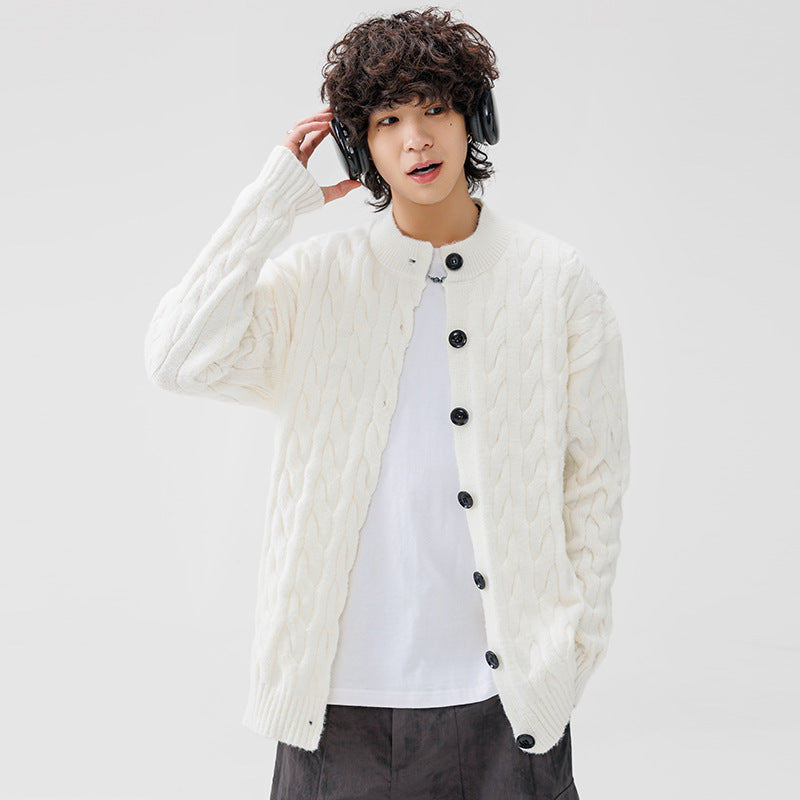 Chunky knit cardigan for men with practical buttons Lune London