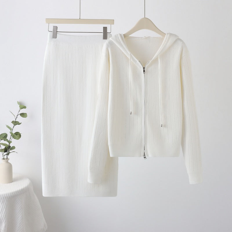 Ladies' knitted set with hood and slim skirt Lune London