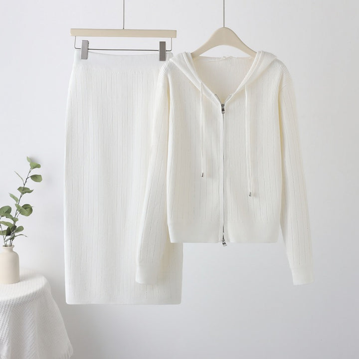 Ladies' knitted set with hood and slim skirt Lune London