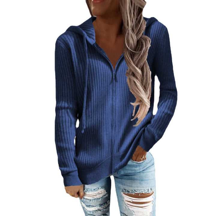 Women's Hoodie with Ribbed Structure and Practical Pockets Chic Und Stil