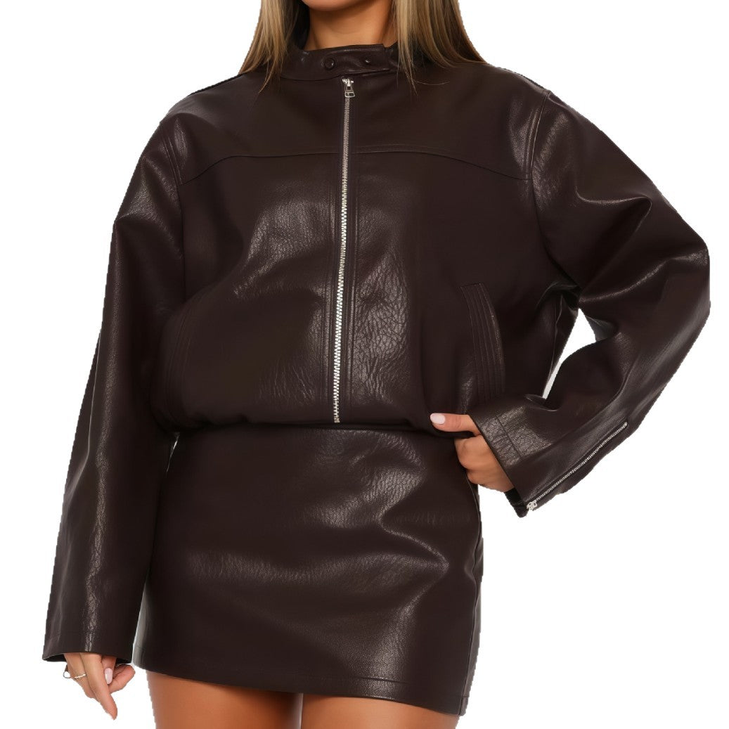 Casual and stylish synthetic leather jacket for women Lune London