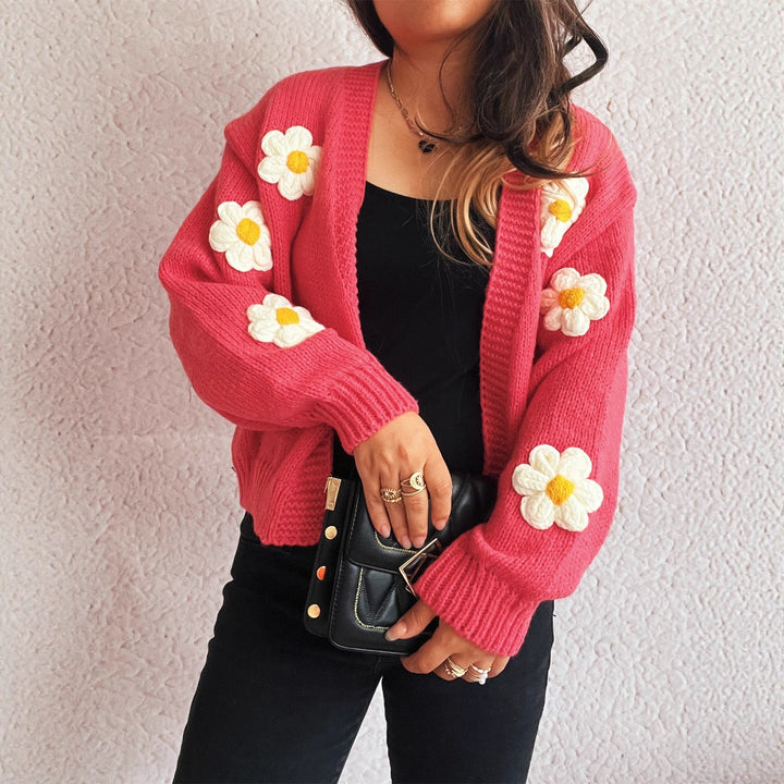 Cardigan pour dames avec des appliques florales Chic & Stil