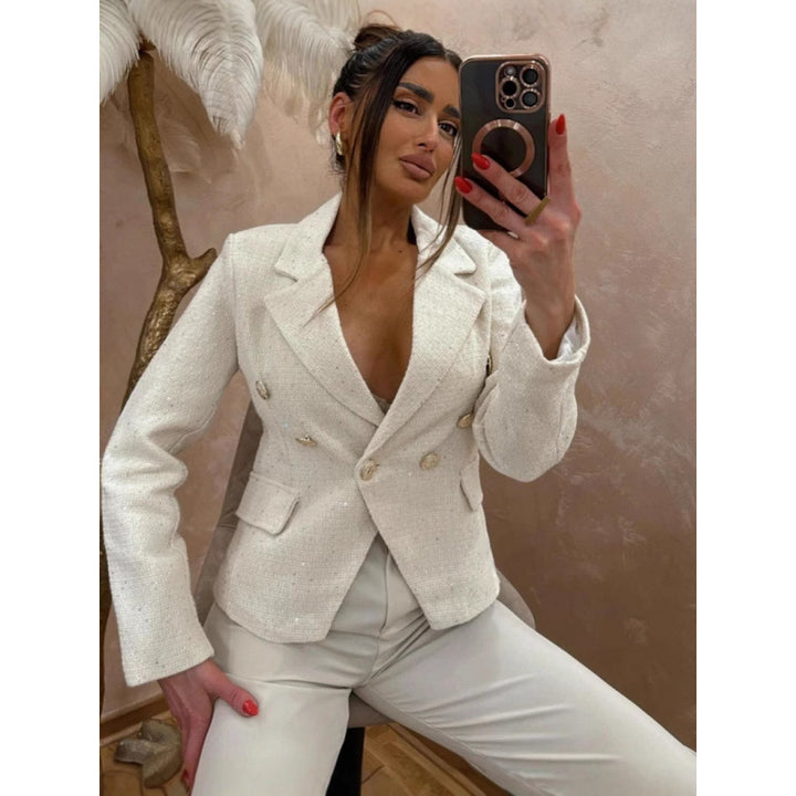 Women Elegant Blazer with Double-Breasted Buttons and Structured Fabric Lune London