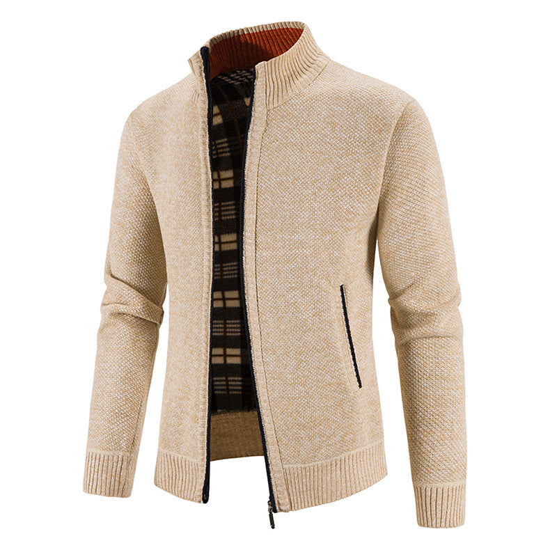 Men's knit jacket with modern high collar and practical pockets Lune London