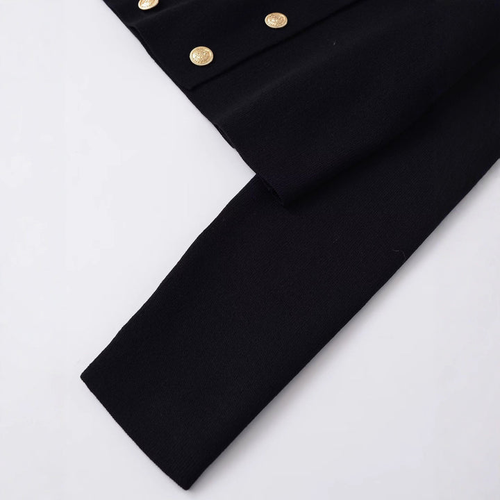 Cropped jacket for women with large lapels and gold buttons Lune London