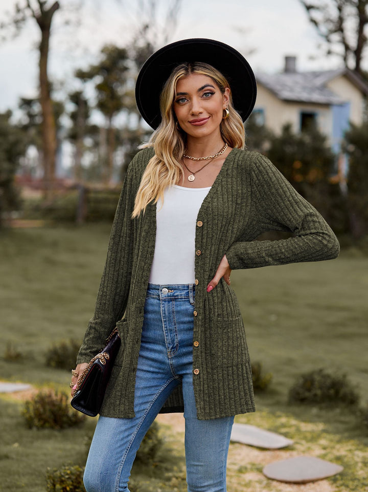Women long sleeve cardigan with practical pockets Lune London