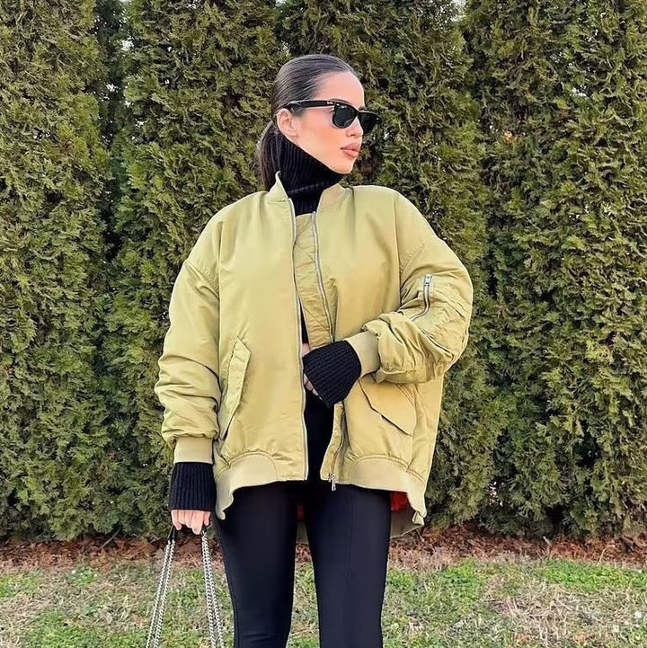 Casual bomber jacket for women with elastic cuffs and practical pockets Lune London