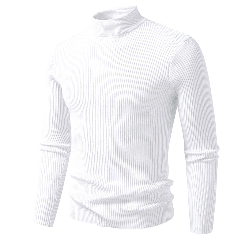 High-quality stretch wool men's turtleneck sweater with ribbed texture Lune London