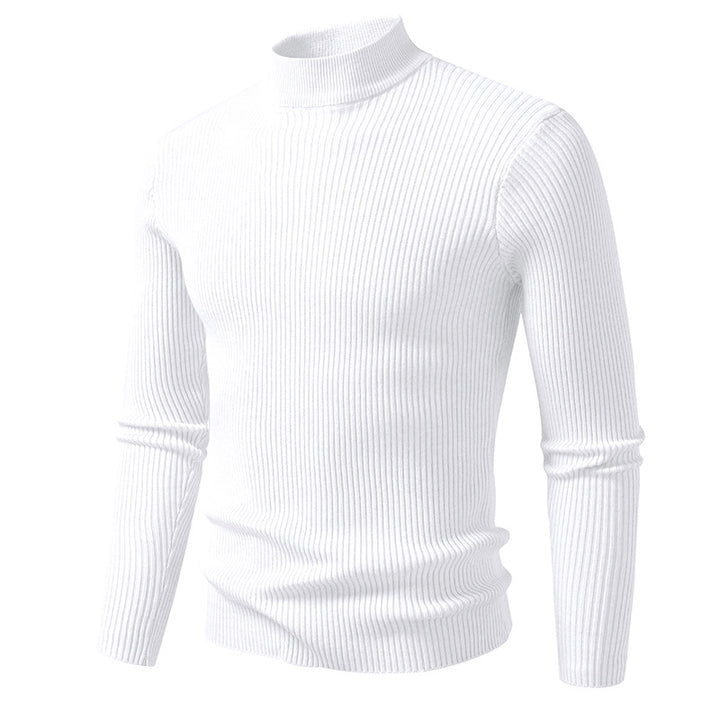 High-quality stretch wool men's turtleneck sweater with ribbed texture Lune London