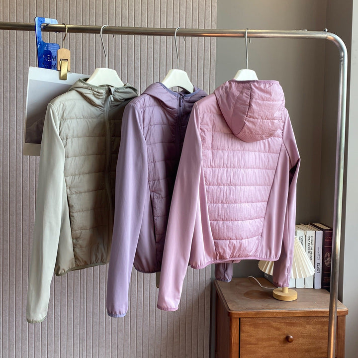 Veste hybride légère pour femmes avec capuche pratique et inserts isolants Chic & Stil