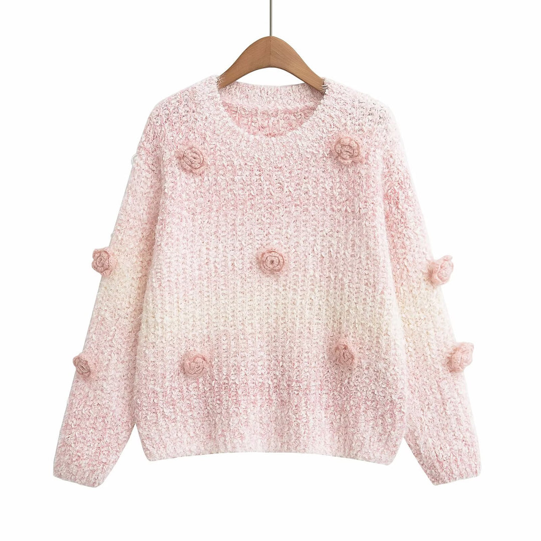 Ladies' knit sweater with structured floral patterns Lune London