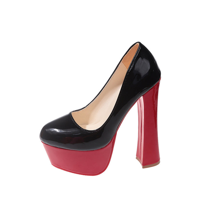 Platform pumps for women with a sleek shiny look and a sturdy platform Lune London