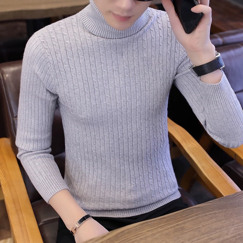 Women's knitted sweater with high collar and ribbed pattern Lune London