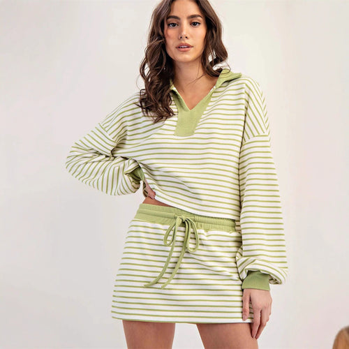 Casual women's sweater with striped pique pattern Lune London