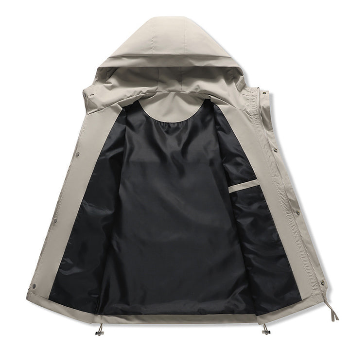 Technical outdoor jacket for women with adjustable hood design and practical pockets Lune London