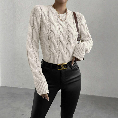 Woman Thick knit sweater with twisted pattern Lune London