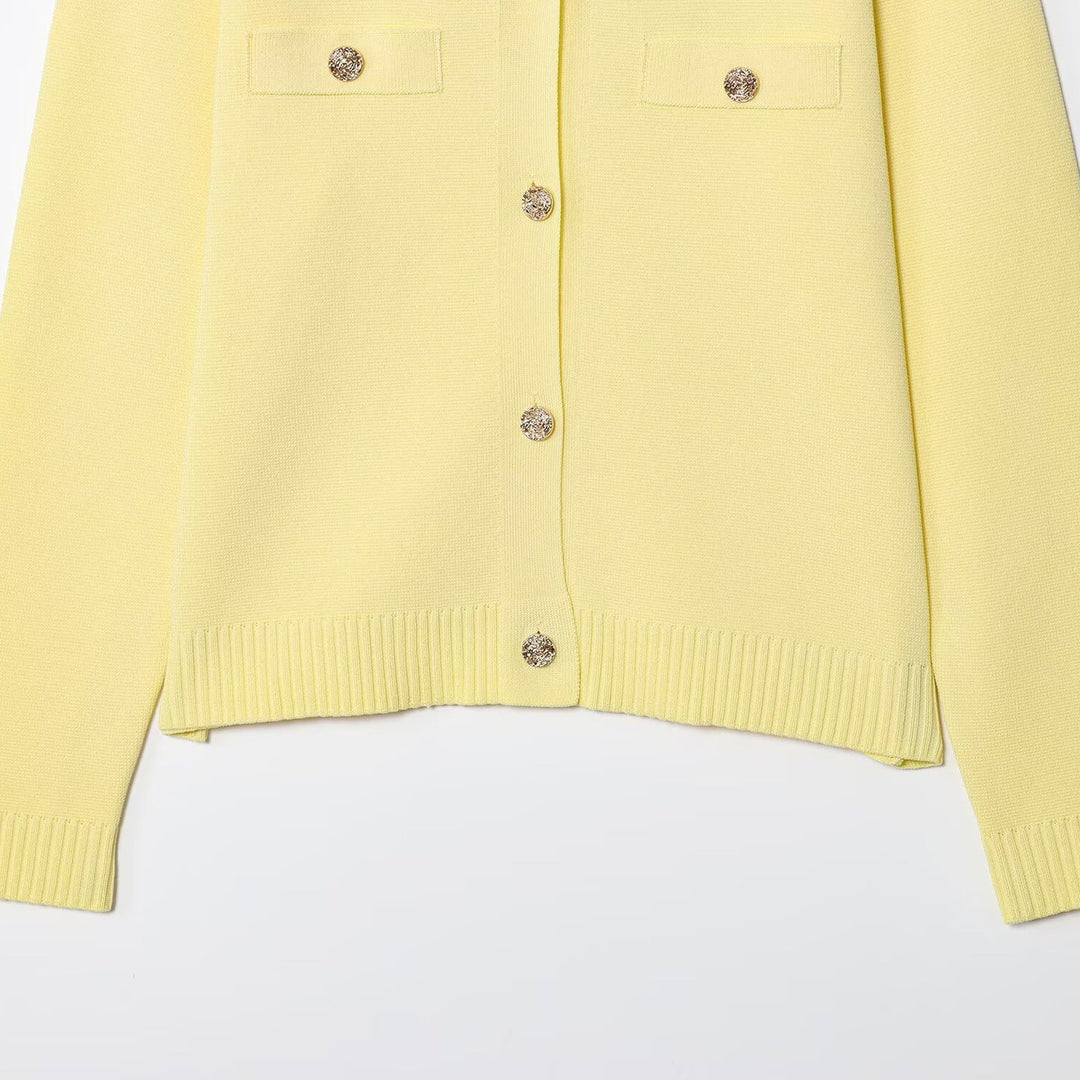 Knitted jacket for women with an elegant button design and practical pockets Lune London