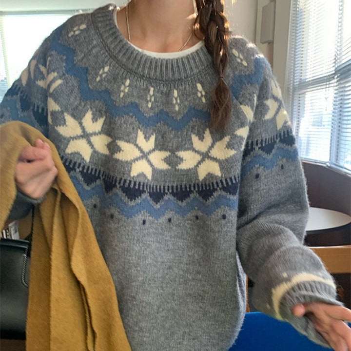 Pull confortable pour femmes avec motif d'hiver Chic & Stil
