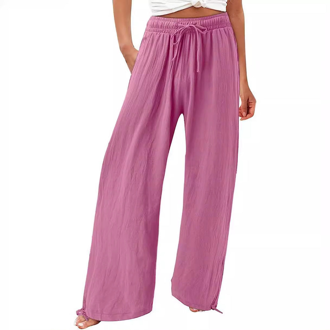 Loose summer pants for women in lightweight material with adjustable waist Lune London