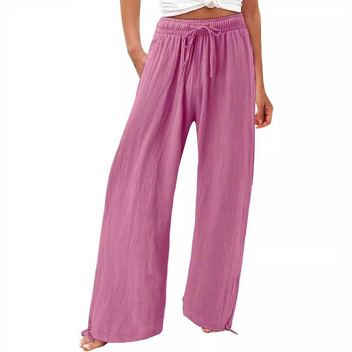 Loose summer pants for women in lightweight material with adjustable waist Lune London