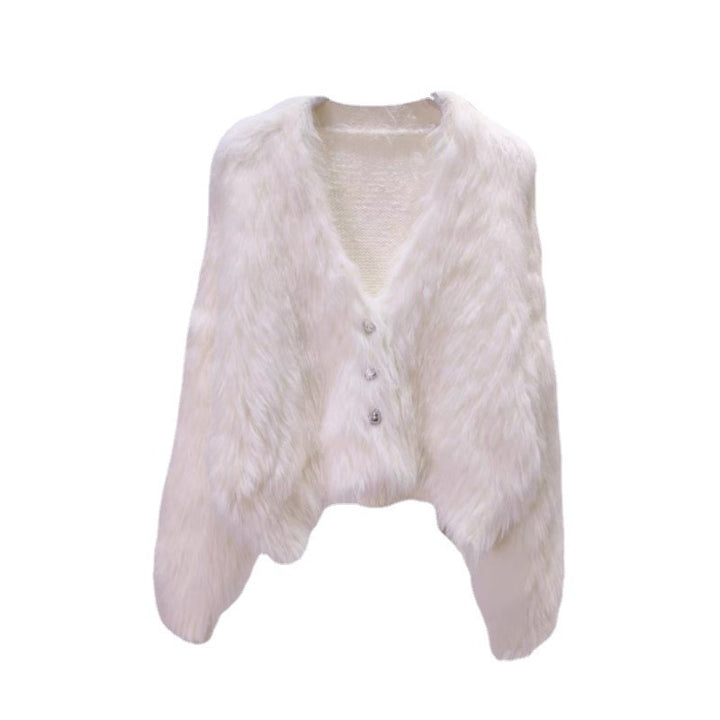 Femme Cardigan Fluffy avec Boutons en Cœur Chic & Stil