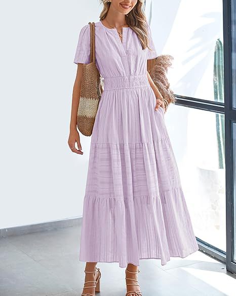 Maxi dress for ladies in lightweight striped fabric Lune London