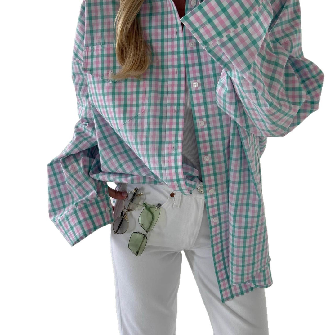 Casual plaid cotton shirt for women with a generous fit Lune London