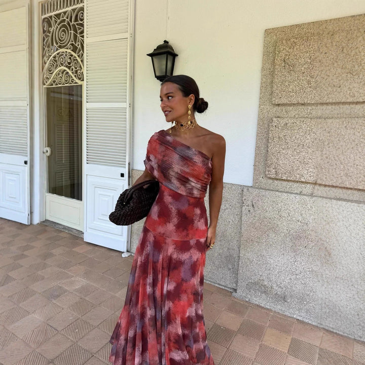 Women's wrap dress with a trendy color pattern and elastic waist insert Lune London