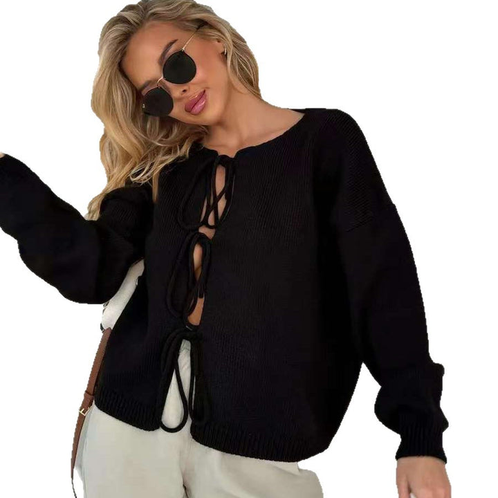 Pull en tricot épais pour femmes avec des liens tendance et une coupe décontractée Chic & Stil