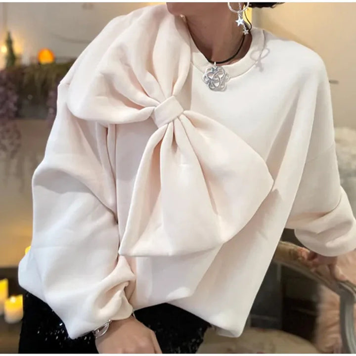 Ladies Fashion Sweatshirt with Decorative Bow Detail Lune London