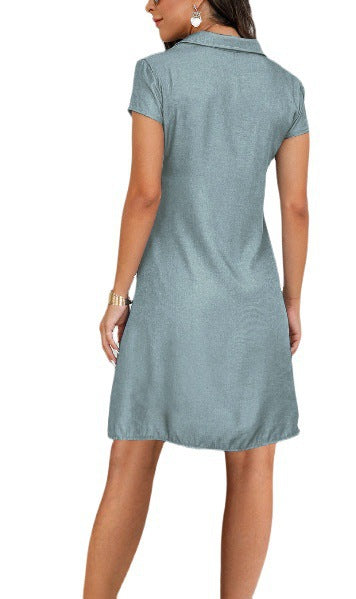 Polo dress for women with buttoned neckline and chest pockets Lune London