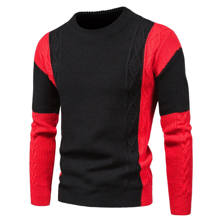 Elegant knit sweater for men with creative colorful details and a chic cable pattern.