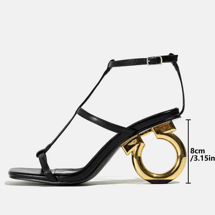Women’s sandals with fashionable ring detail and chic bandage design