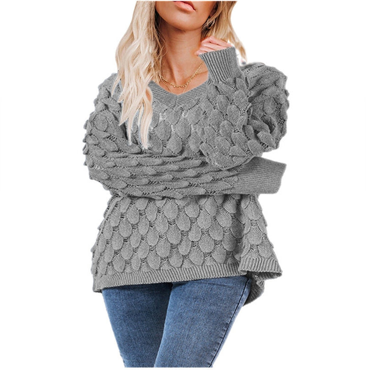 Knit sweater for women with textured honeycomb design Lune London