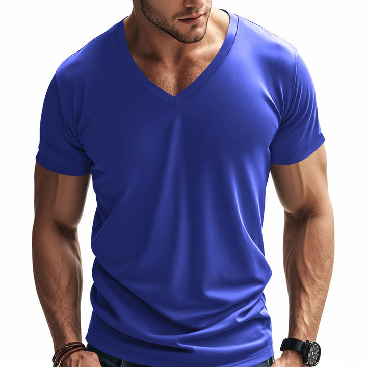 Functional T-shirt for men with V-neck in breathable material Lune London