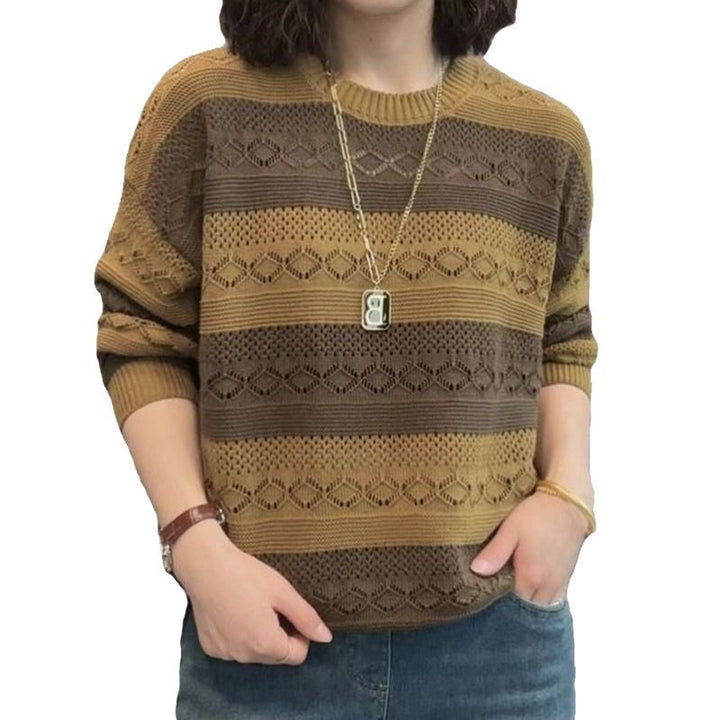 Pull en tricot pour femmes avec un motif ajouré à la mode et une coupe décontractée Lune London