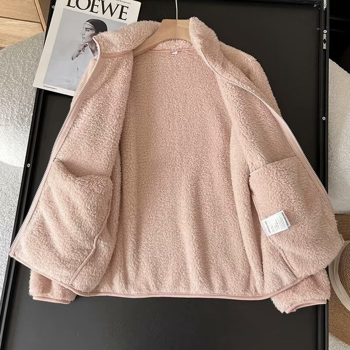 Veste en polaire moelleuse pour femmes avec col haut et fermeture éclair Chic & Stil