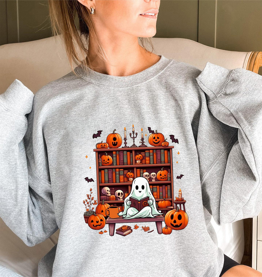 Sweat-shirt femme avec motif automnal effrayant et manches bouffantes décontractées Chic & Stil