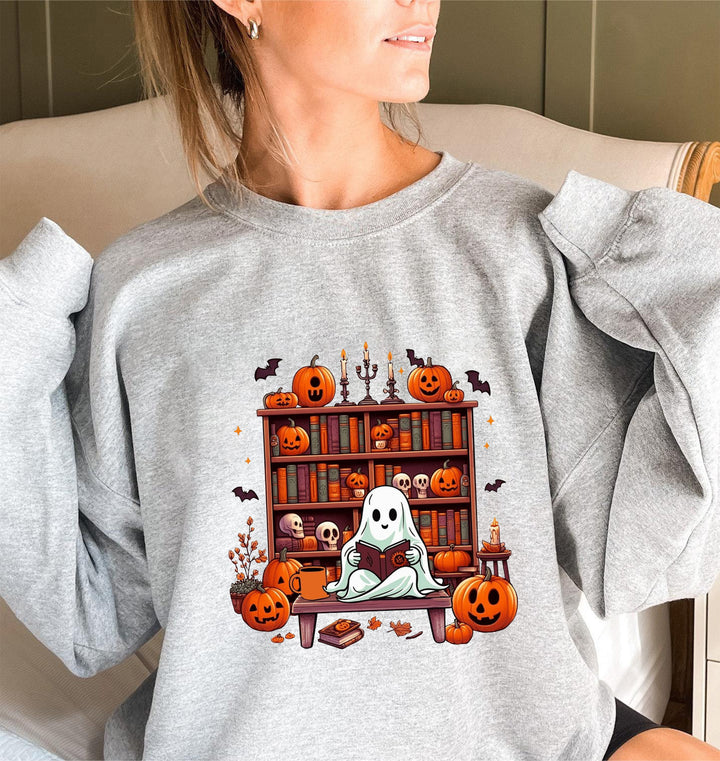 Sweat-shirt femme avec motif automnal effrayant et manches bouffantes décontractées Chic & Stil